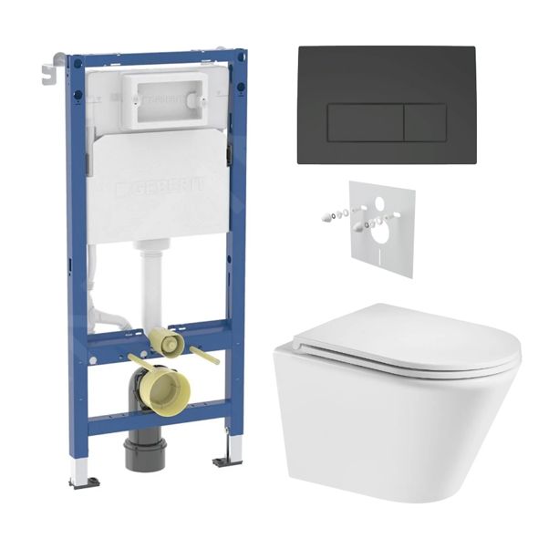 Geberit Set modulu do sádrokartonu, WC Spinex a tlačítka, černá mat KBE149