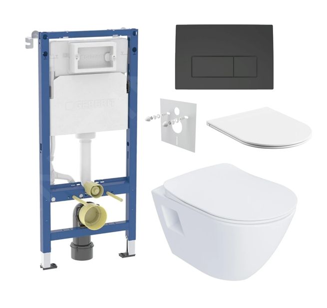 Geberit Set modulu do sádrokartonu, WC Urban a tlačítka, černá mat KBE150