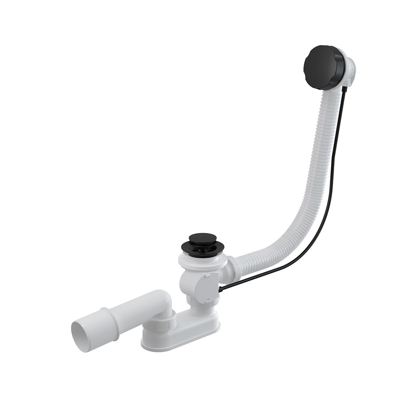 Alcadrain Automatický vaňový sifón komplet 120 cm, čierny matný A55BLACK-120