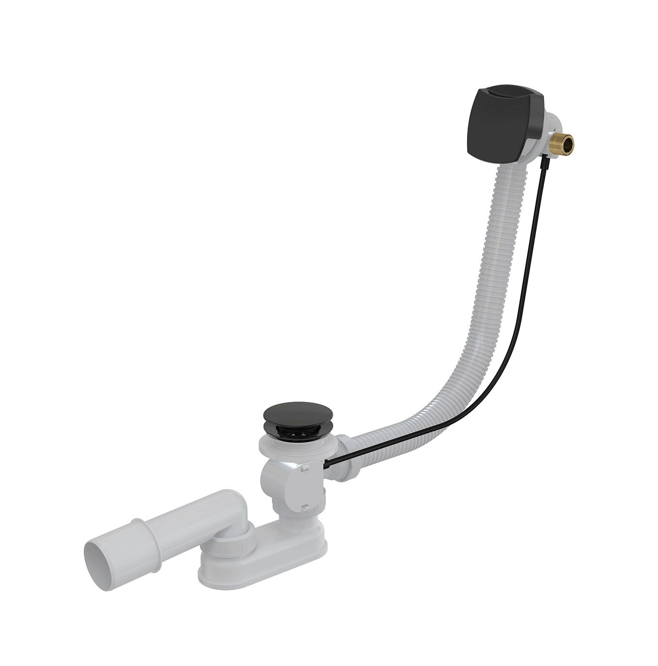 Alcadrain Automatický vaňový sifón s prepadom 80 cm, čierno-matný A564BLACK-80
