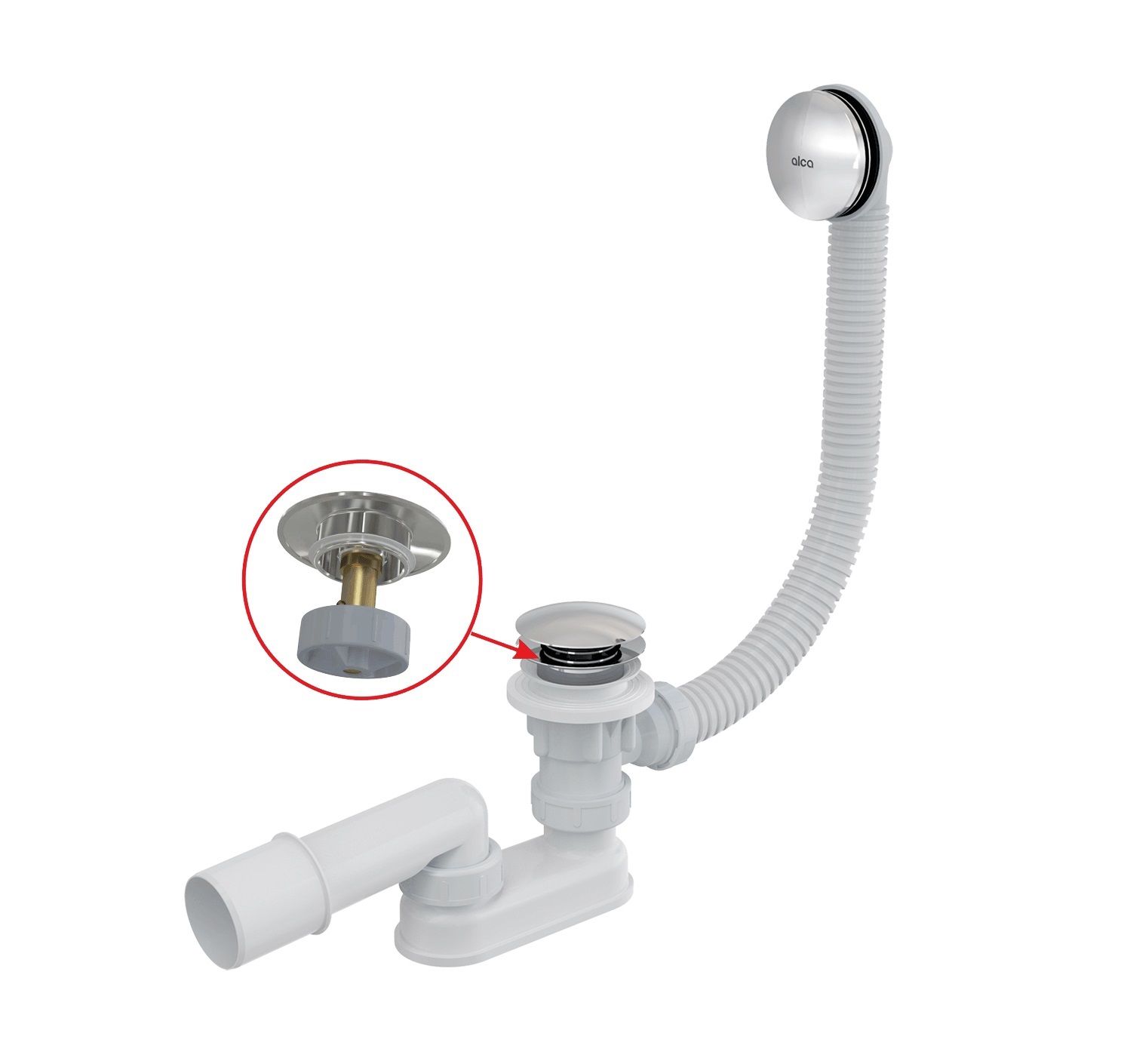 Alcadrain Vaňový sifón click/clack 120 cm, kov A504CKM-120