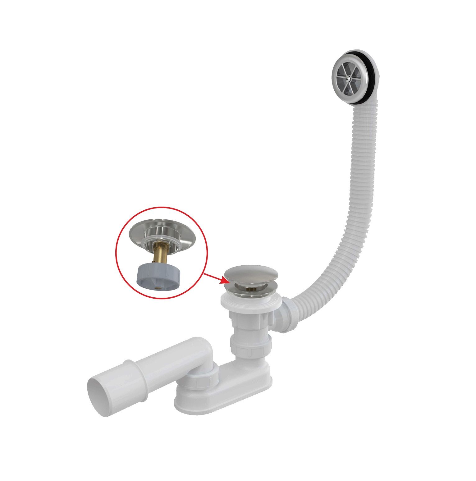 Alcadrain Vaňový sifón click/clack 57 cm, kov A505CKM