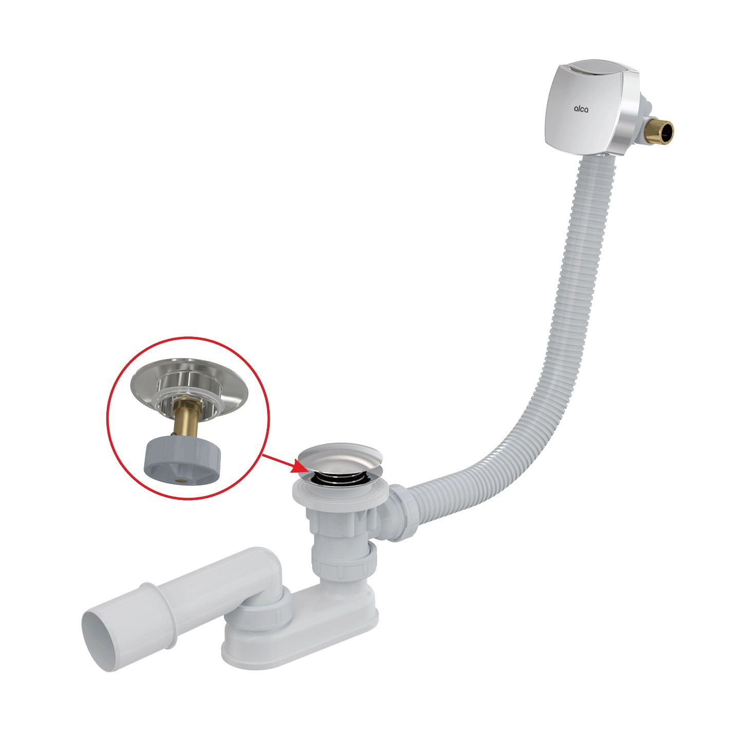 Alcadrain Vaňový sifón 80 cm click/clack s prepadom, chróm A509CKM-80