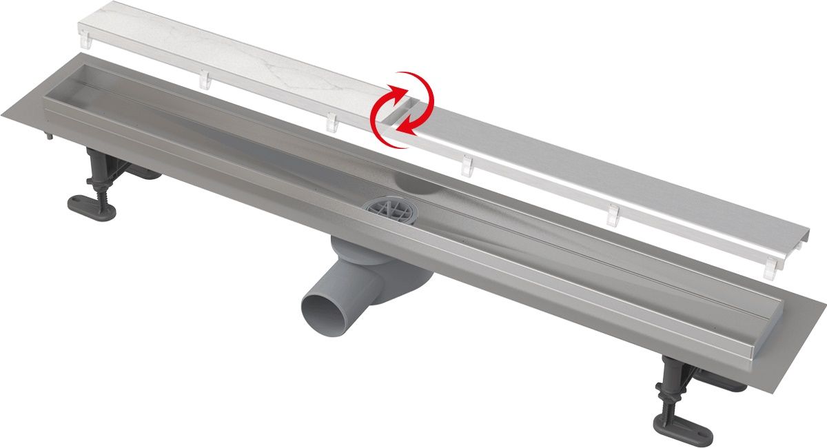 Alcadrain Podlahový žľab 65 cm Fit and Go, nerezová oceľ APZ13-DOUBLE9-650