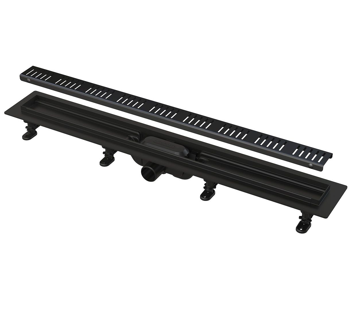 Alcadrain Jednoduchý sprchový žľab s roštom 55 cm, čierny matný APZ10BLACK-550M