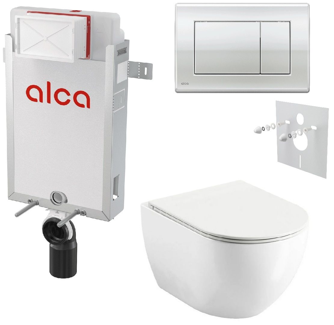 Alcadrain Set modulu na stenu, WC EBS Urban City, sedadlá a tlačidlá M271, chrom lesk M271