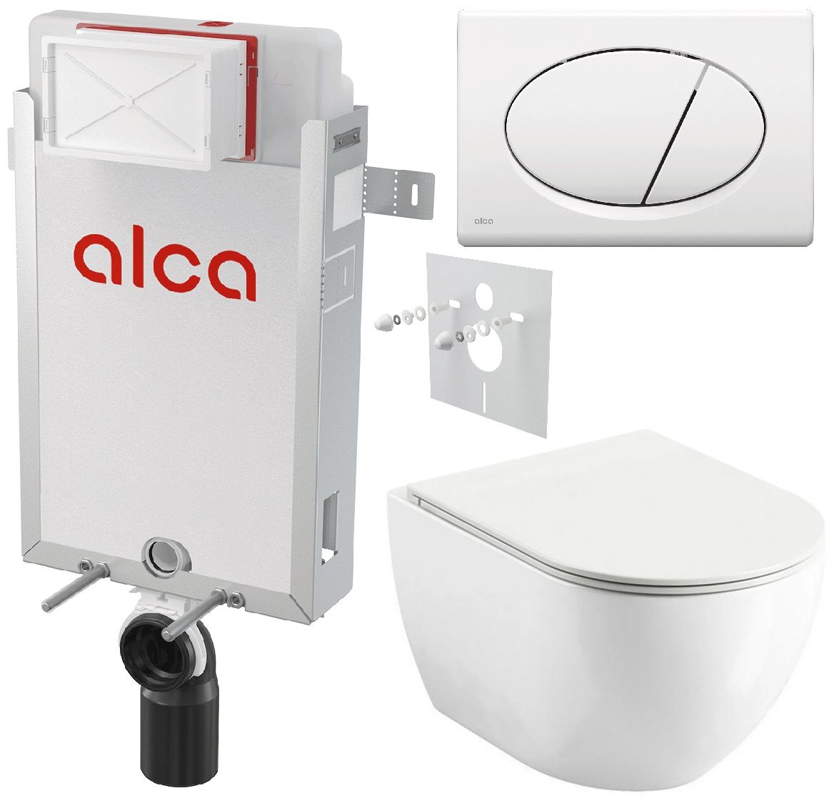 Alcadrain Set modulu k zazdění, WC Urban City, sedátka a tlačítka, bílá M70