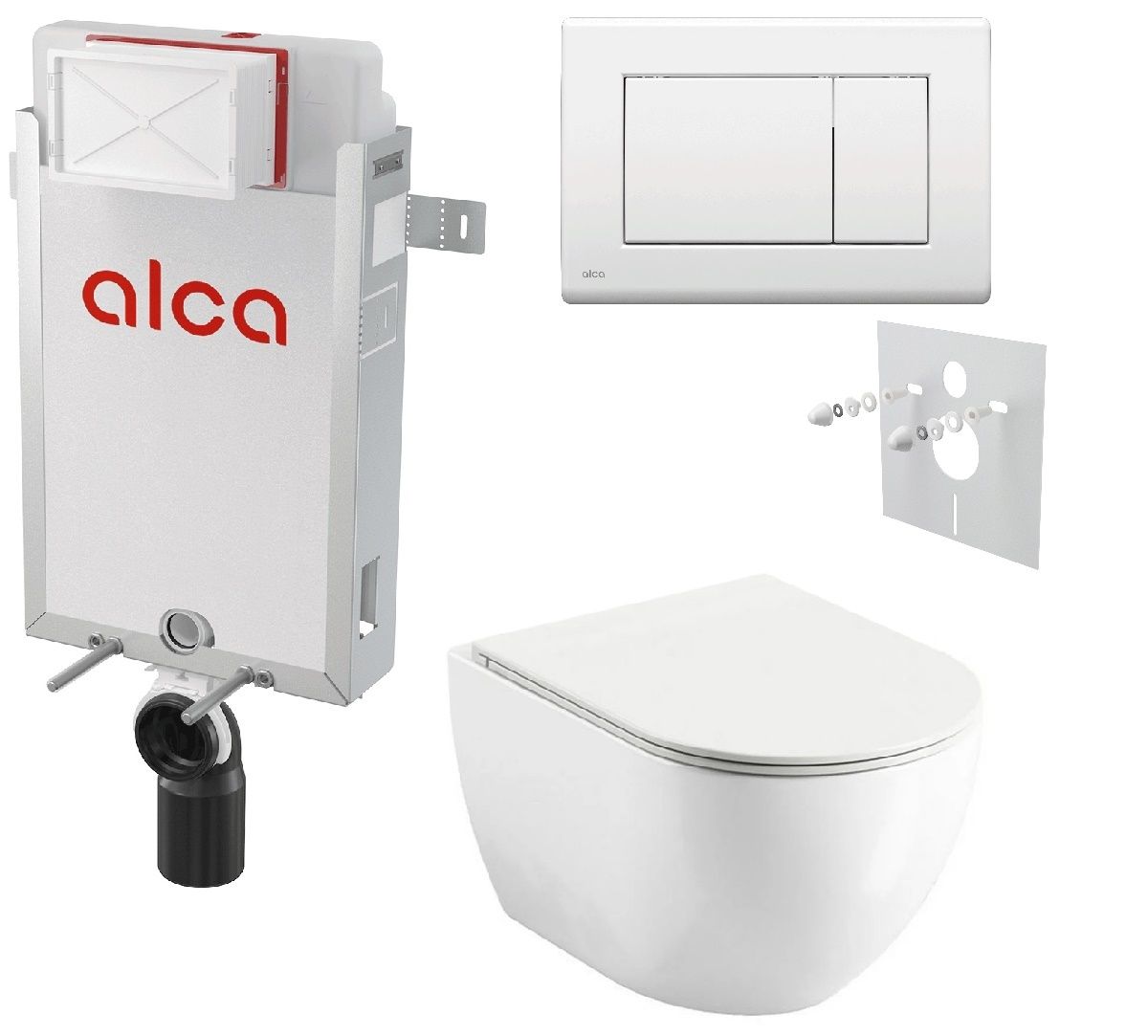 Alcadrain Set modulu na stenu, WC EBS Urban City, sedadlá a tlačidlá M270, biela