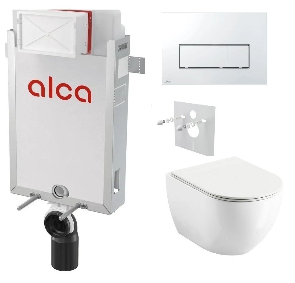 Alcadrain Set modul na stenu WC Urban City, sedadlo s tlačidlom chróm lesk M571 KAE013