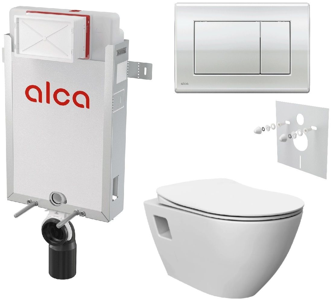 Alcadrain Sada modulu, WC EBS Urban Rimless, doska a tlačidlo M271, chróm lesk