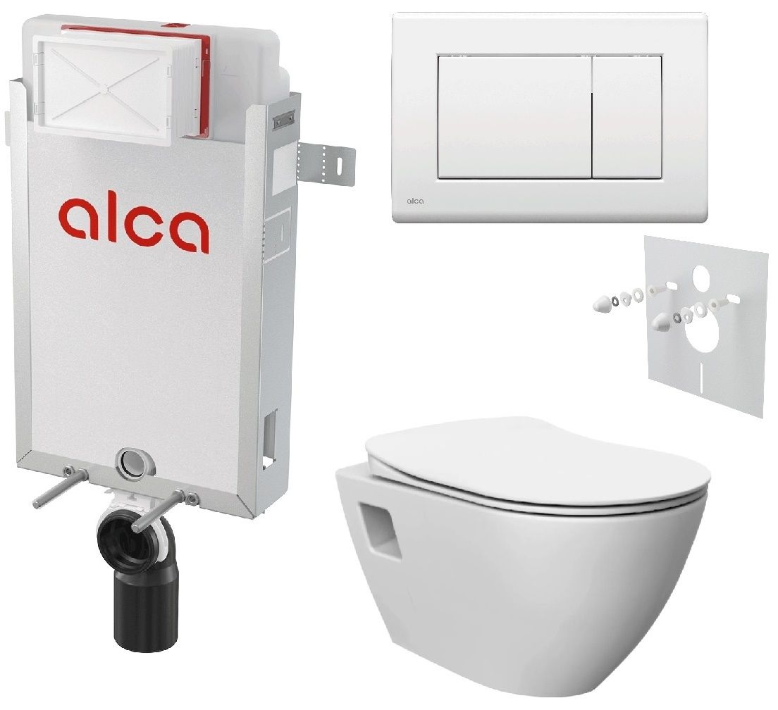 Alcadrain Sada modulu na stenu, WC EBS Urban Rimless, doska a tlačidlo M270, biela