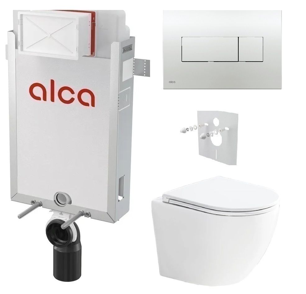 Alcadrain Set modul na stenu, WC Urban, sedadlo s tlačidlom, chrom lesk M371