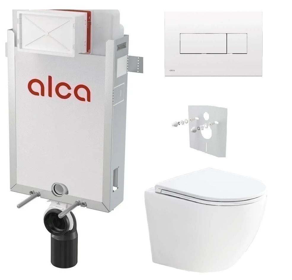 Alcadrain Set modul na stenu, WC Urban Vortex, sedadlo s tlačidlom, biela M370 KAE046