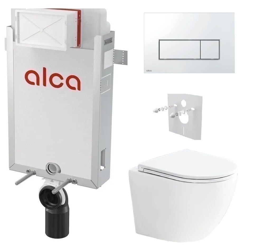 Alcadrain Set modul na stenu, WC Urban Vortex, sedadlo s tlačidlom, chrom lesk M571 KAE051