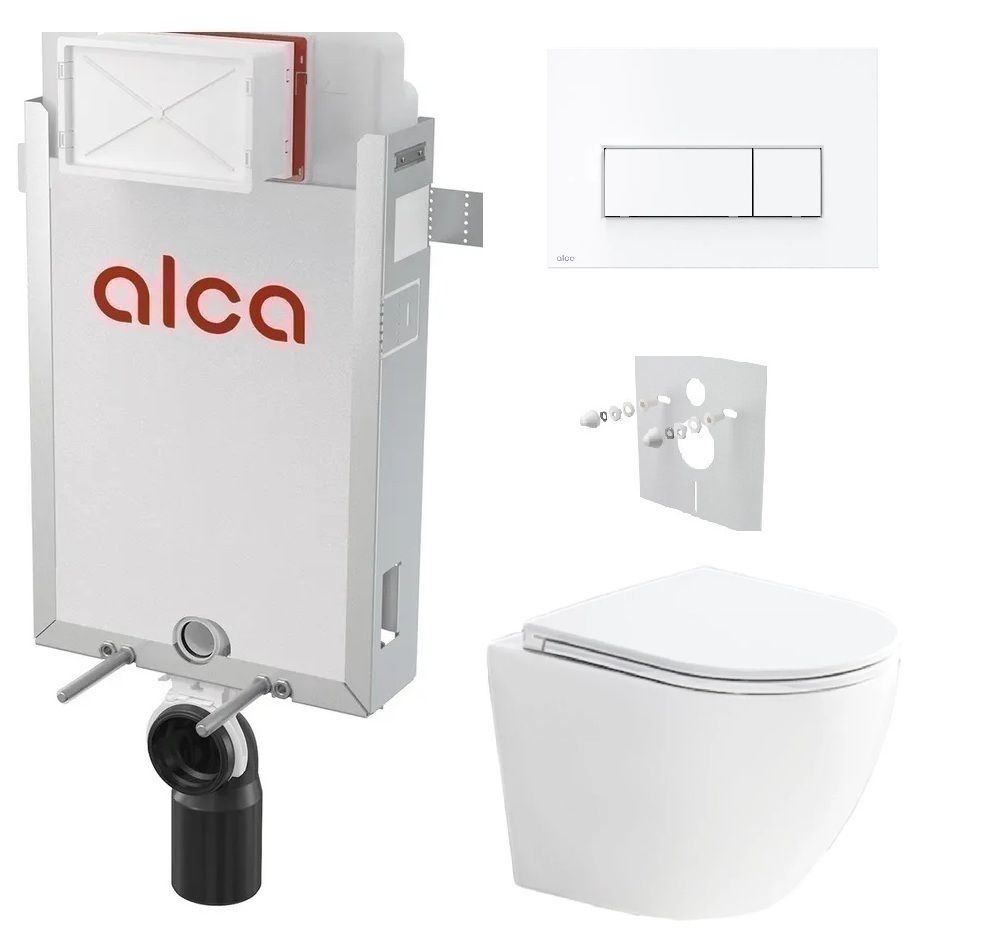 Alcadrain Set modul na stenu, WC Urban Vortex, sedadlo s tlačidlom, biela mat M576 KAE053