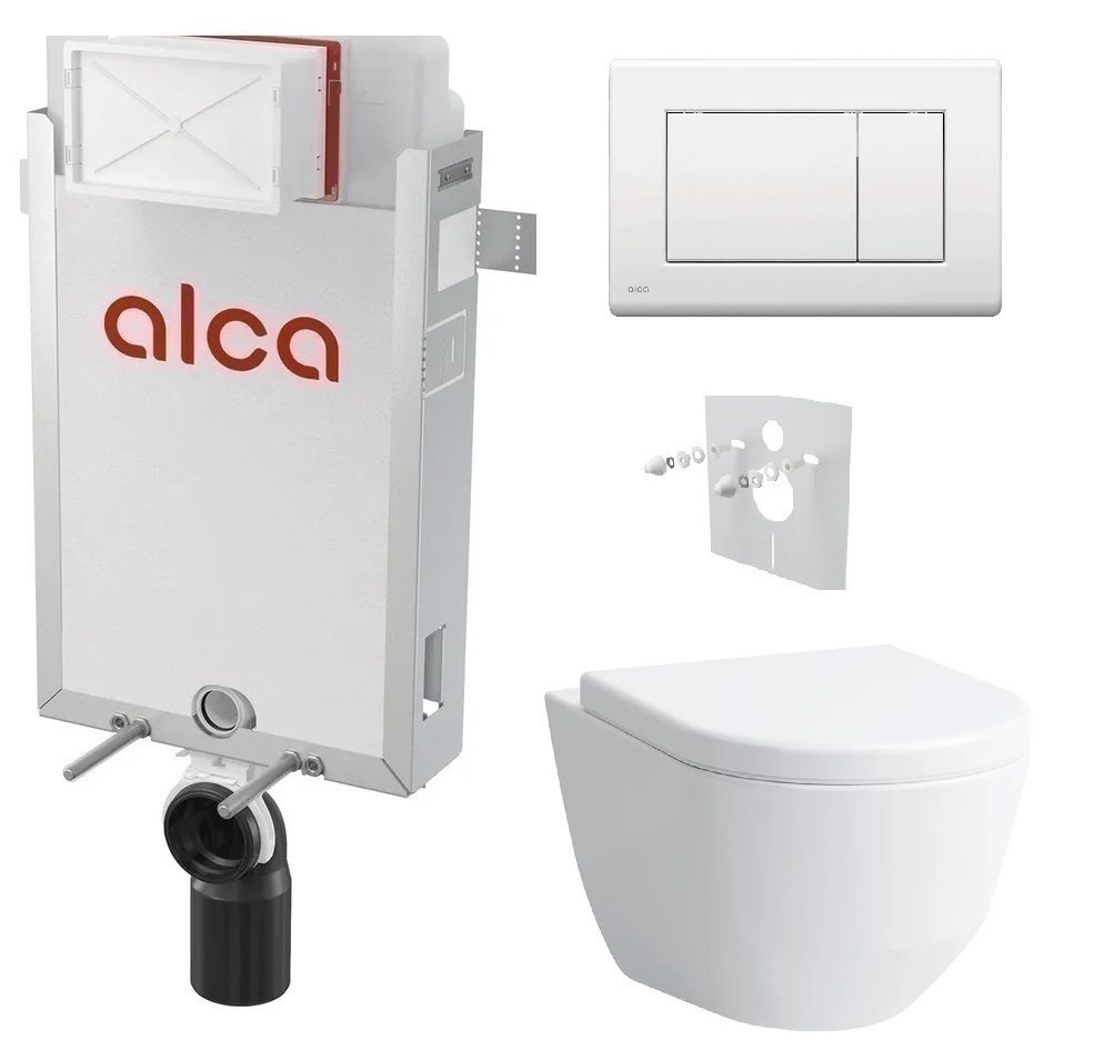 Alcadrain Set modul na stenu, WC Pro, sedadlo s tlačidlom, biela M270 KAE063