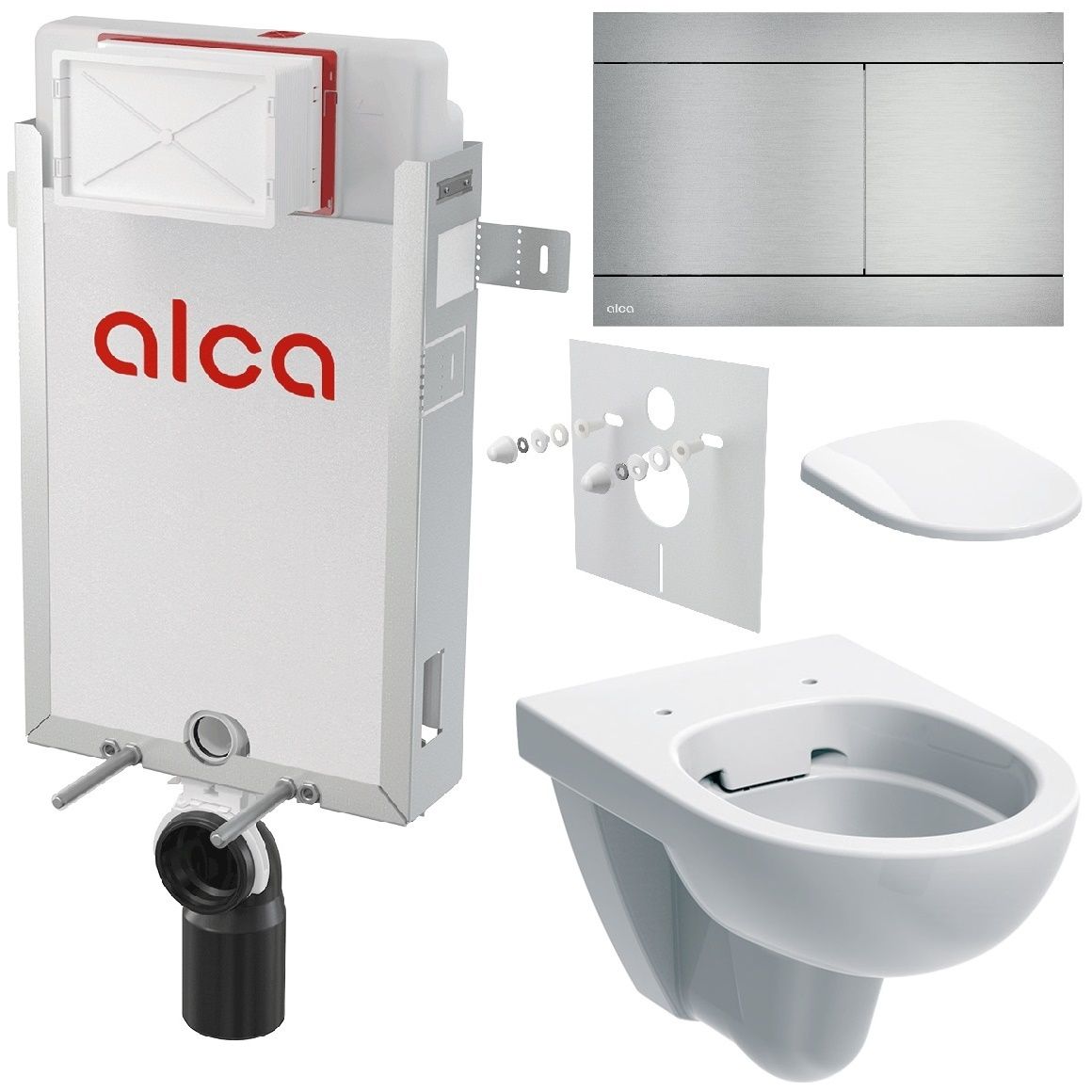Alcadrain Sada modul na stenu, Geberit WC, sedadlo a tlačidlá, nerez KAE080