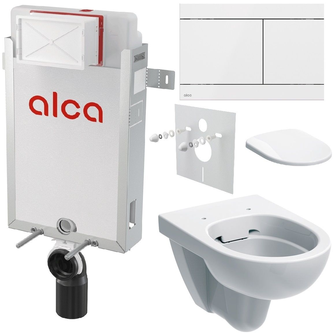 Alcadrain Sada modul na stenu, Geberit WC, sedadlo a tlačidlá, biela KAE081