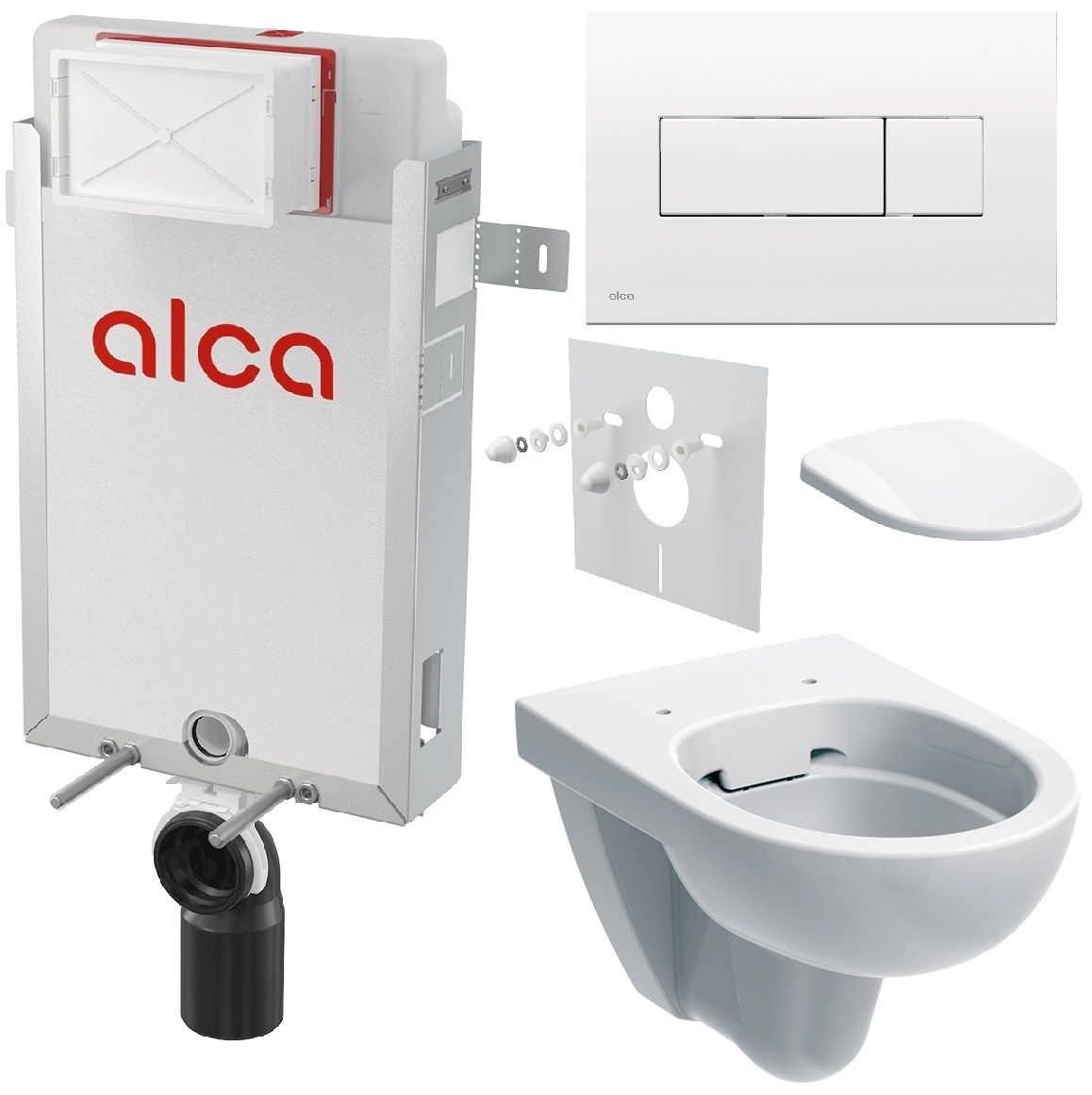Alcadrain Sada modul na stenu, Geberit WC, sedadlo a tlačidlá M370, biela KAE084