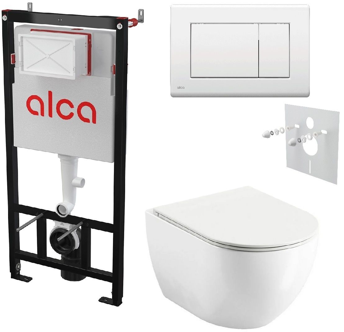 Alcadrain Set modulu do sadrokartónu, WC EBS Urban City, sedadlá a tlačidlá M270, biela