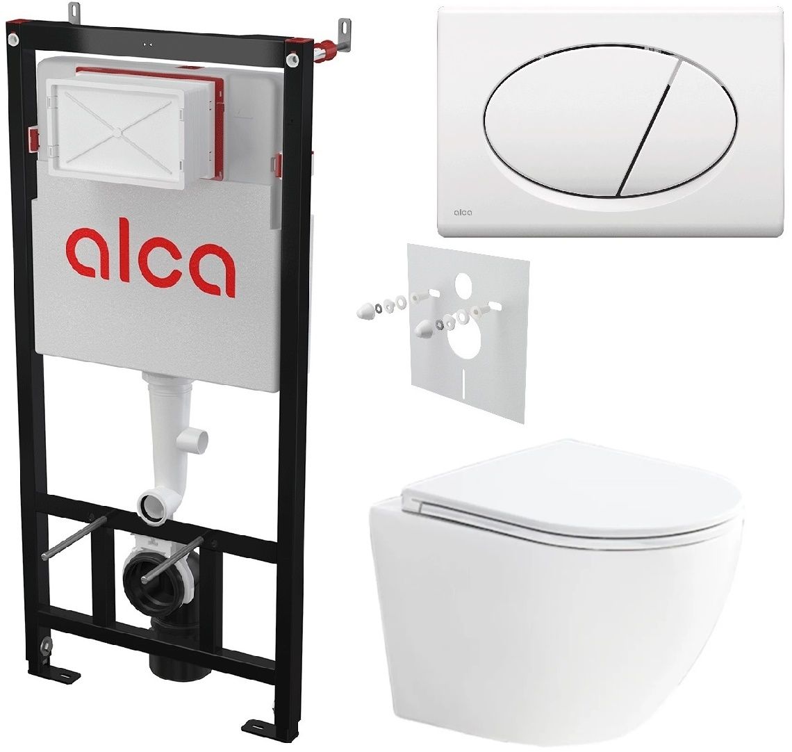 Alcadrain Set modulu do sádrokartonu, WC Urban Vortex, sedátka a tlačítka M70, bílá KAE291