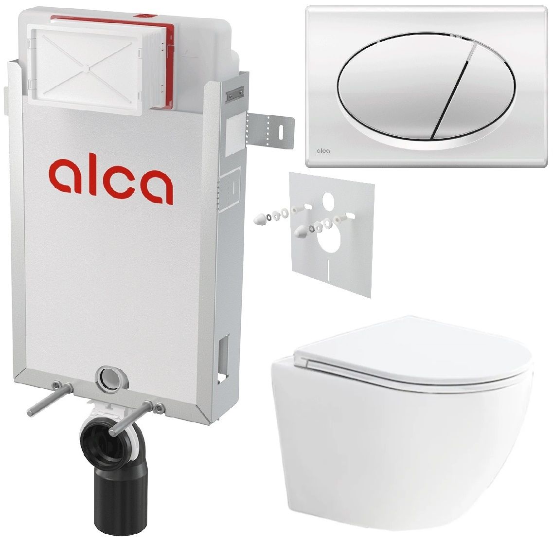 Alcadrain Set modulu k zazdění, WC Urban Vortex, sedátka a tlačítka M71, chrom lesk