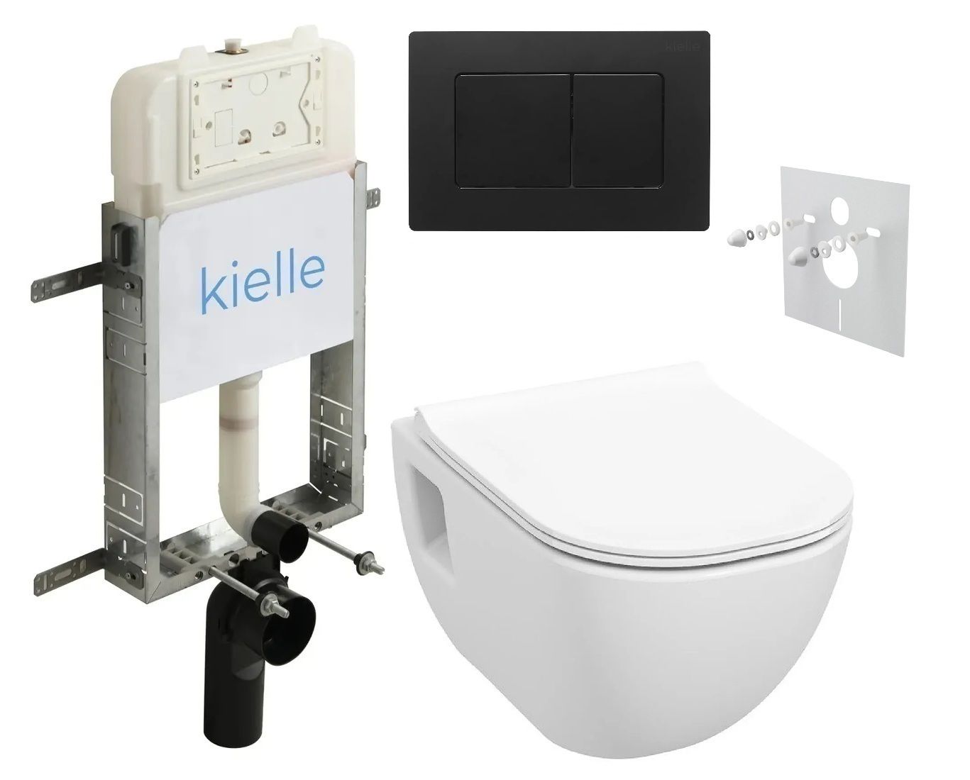 kielle Set modulu k zazdění, EBS Diana New WC, sedátka softclose a tlačítka, matná čierna KKE072