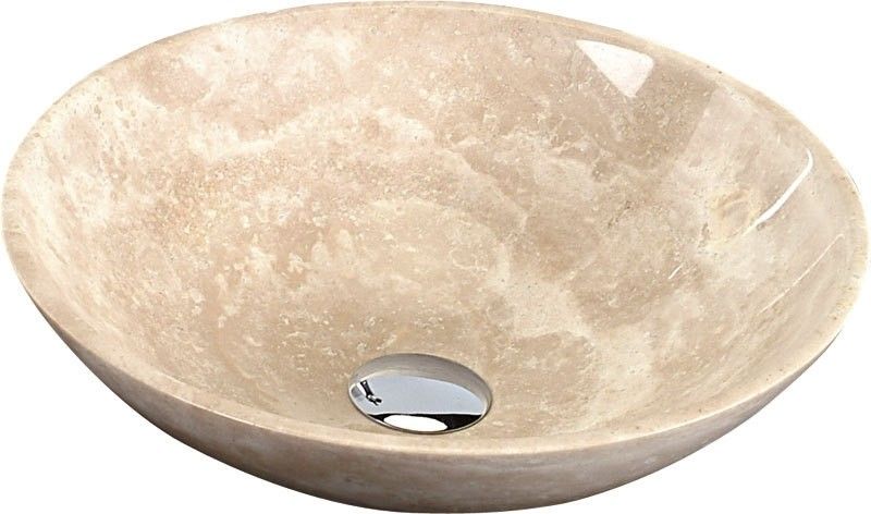 Sapho Block 1 Kamenná umývadlová misa, priemer 40 x 12 cm, béžová 2401-01