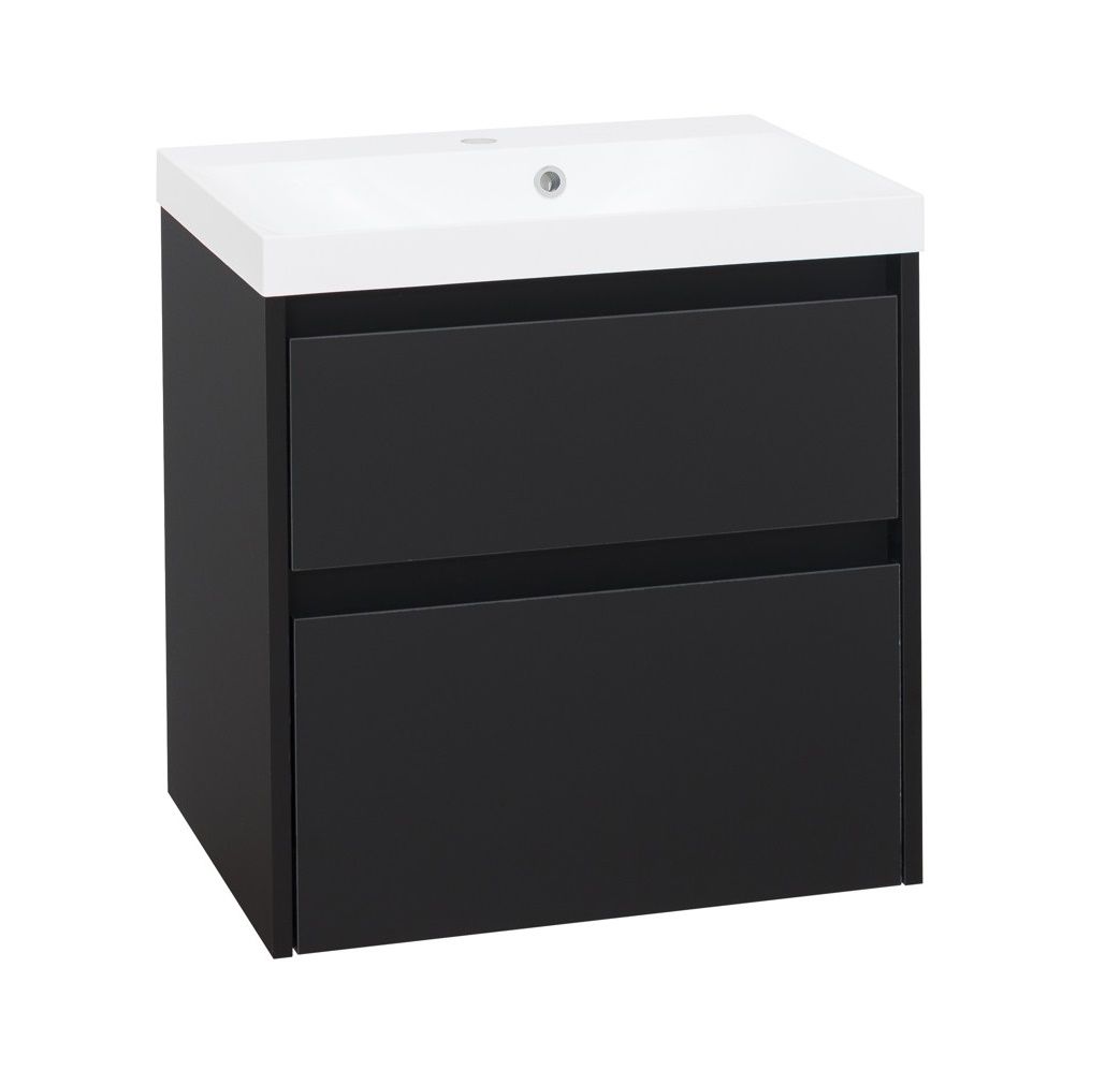 EBS Duomo Skrinka a umývadlo 61 cm, čierna matná