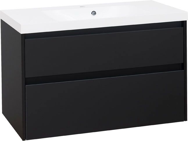 EBS Duomo Skrinka + umývadlo 101 cm, čierna matná