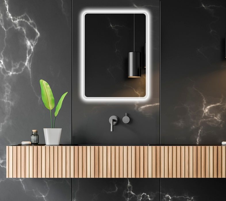 EBS Venia Zrkadlo zaoblené 60 x 80 cm s osvetlením LED