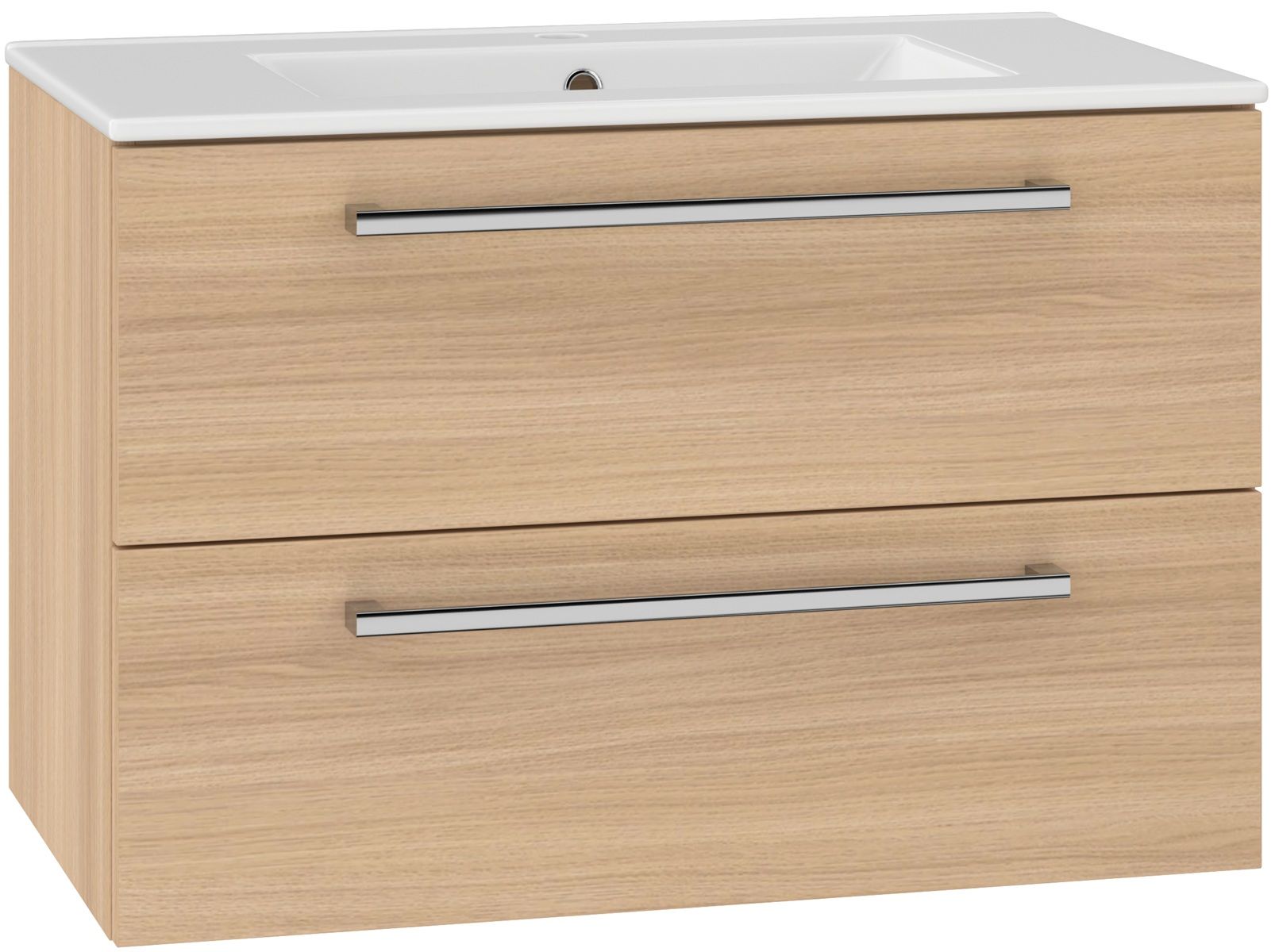 EBS Pure Skrinka s keramickým umývadlom slim 81 cm, dub sand barbera