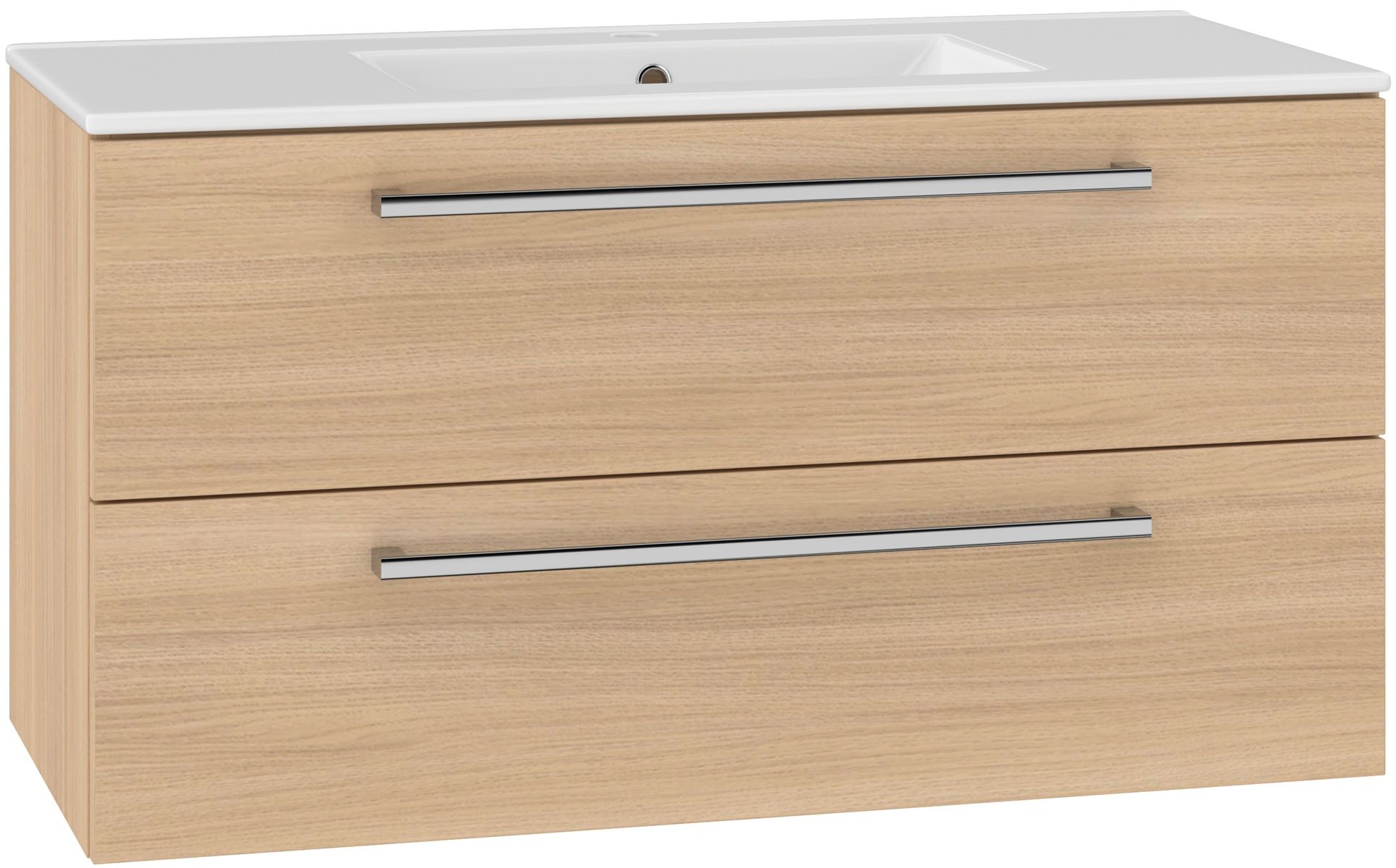 EBS Pure Skrinka s keramickým umývadlom slim 101 cm, dub sand barbera