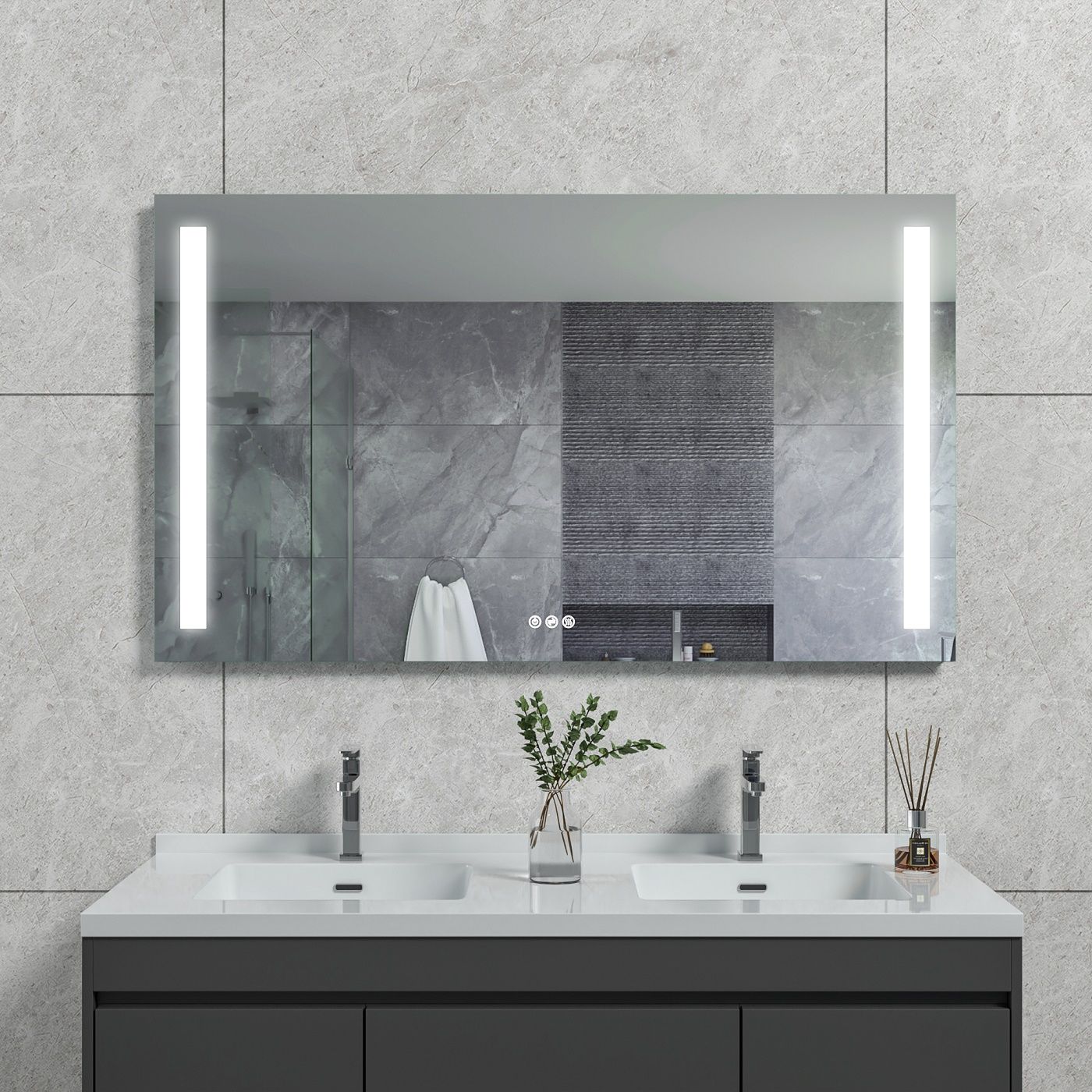 Zrkadlo EBS Mars 120 x 70 cm s LED osvetlením a dotykovými tlačidlami