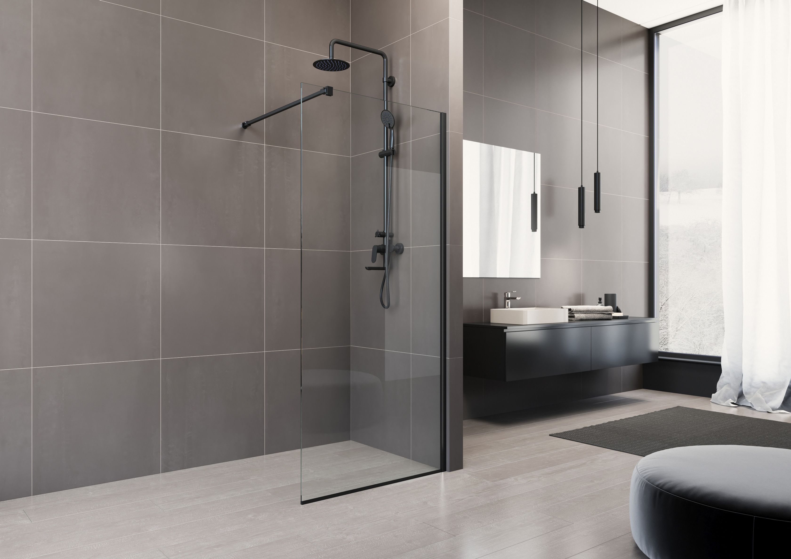 EBS Relax Black Walk-in stěna 130x200 cm RELAXB130