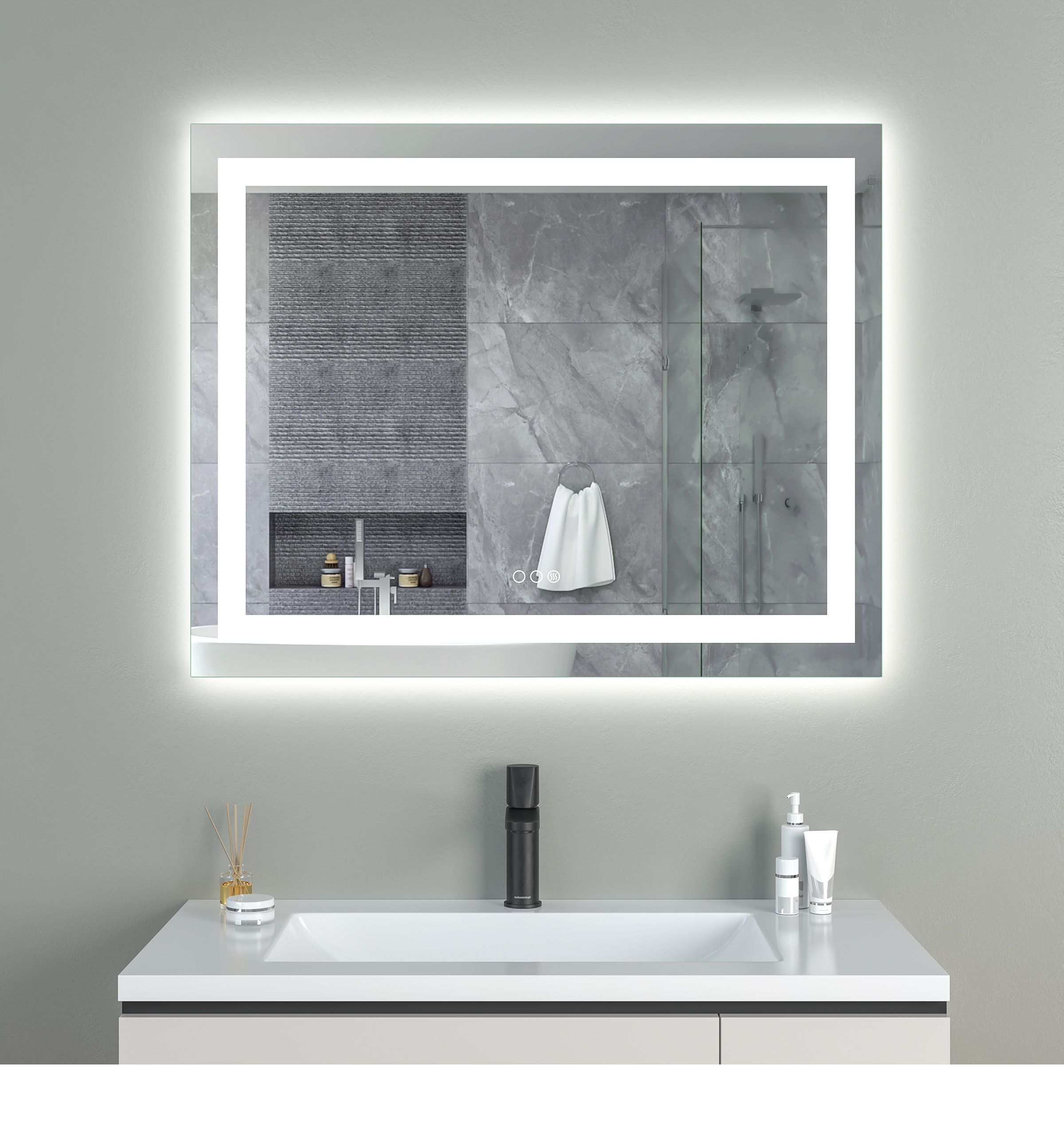 EBS Triton Zrkadlo 100 x 80 cm s LED osvetlením po obvode a dotykovými tlačidlami