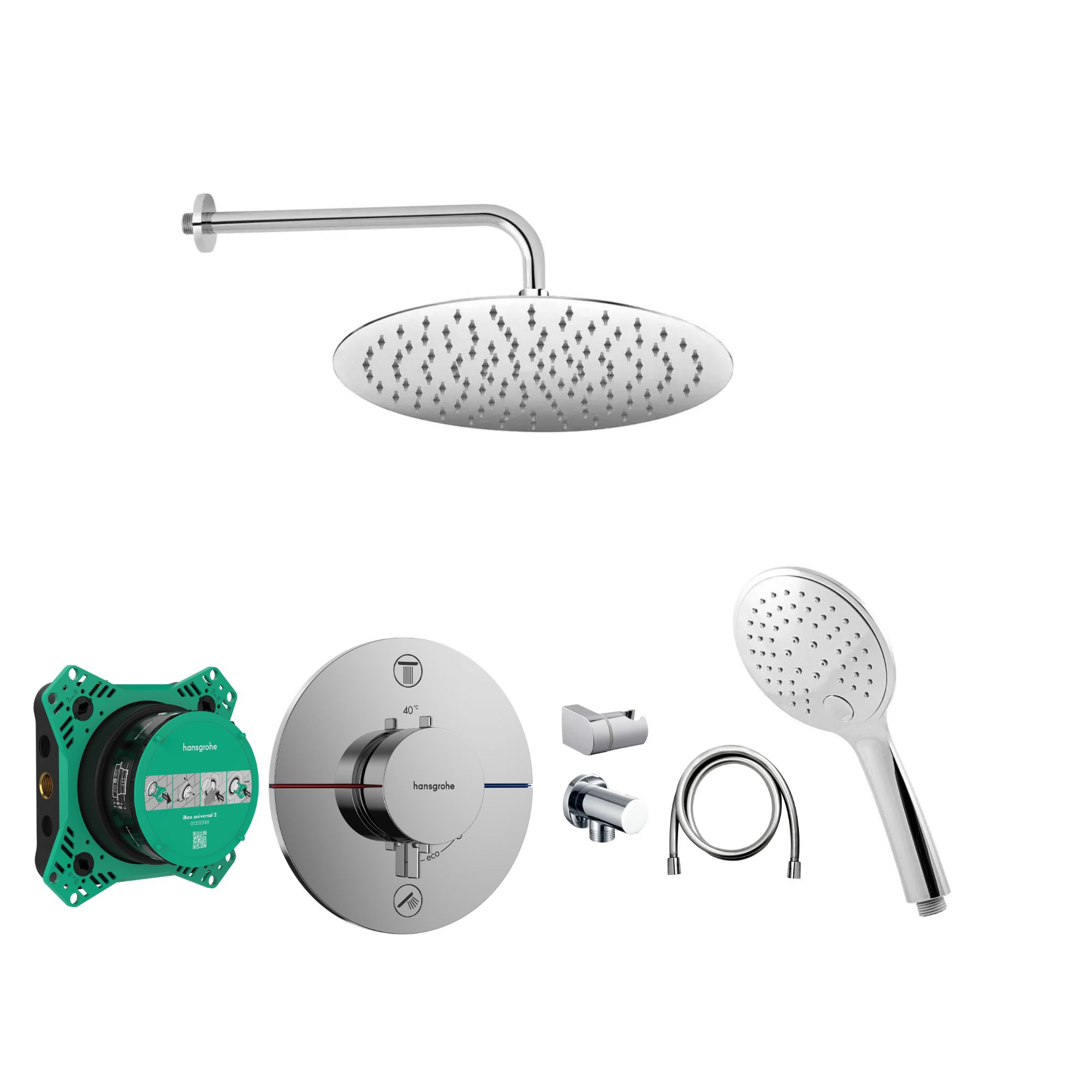 Senesi Sprchový komplet s termostatem a tělesem Hansgrohe, příslušenství EBS, chrom SHE0007