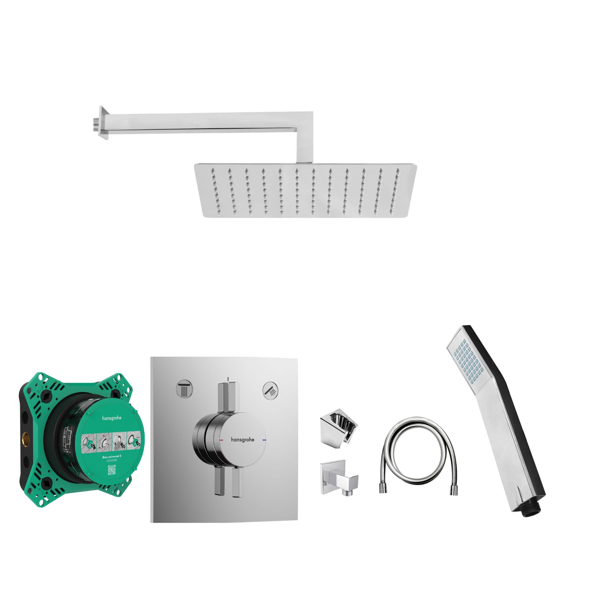 Senesi Sprchový komplet s termostatem a tělesem Hansgrohe, příslušenství EBS, chrom SHE0017