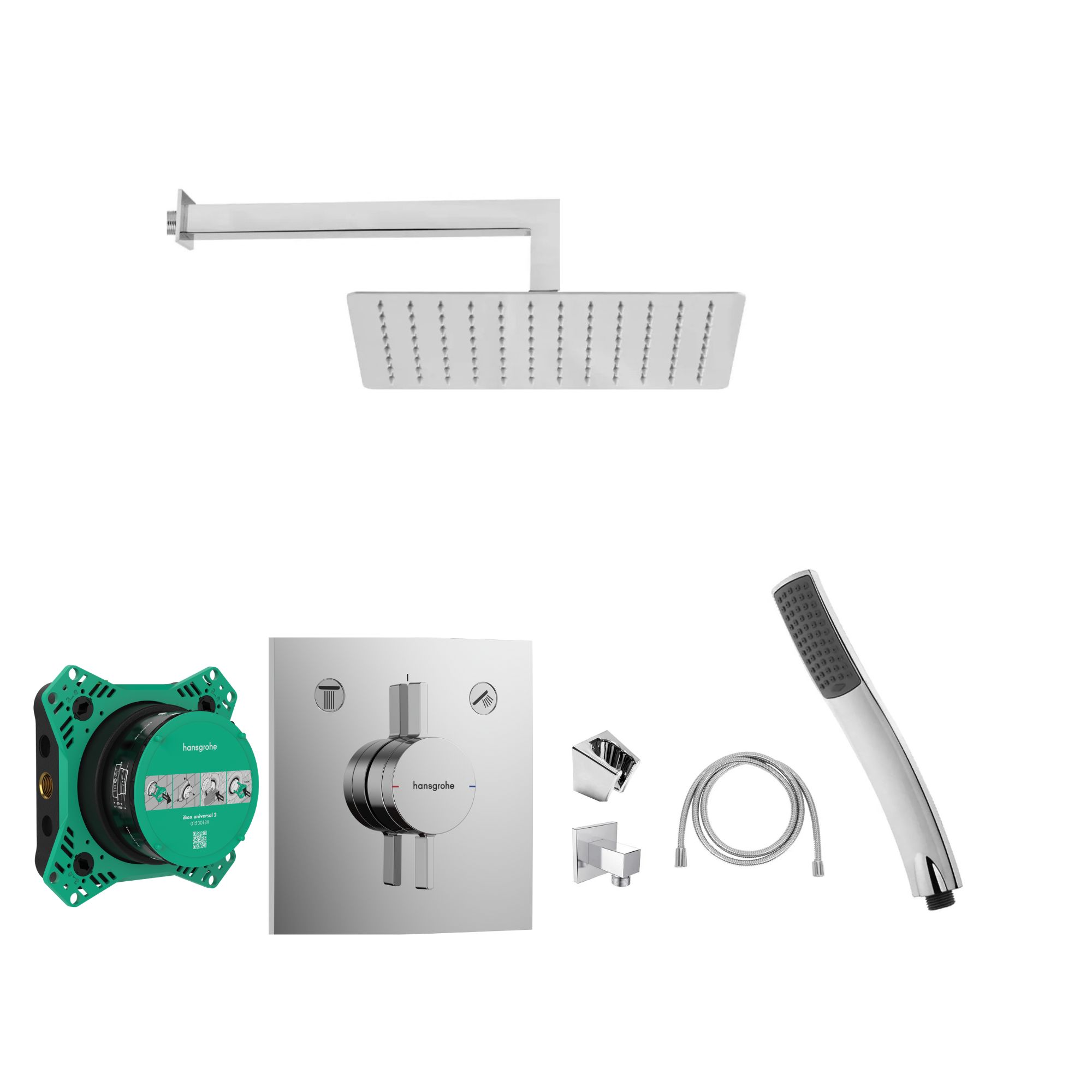 Senesi Sprchový komplet s termostatem a tělesem Hansgrohe, příslušenství EBS, chrom SHE0018