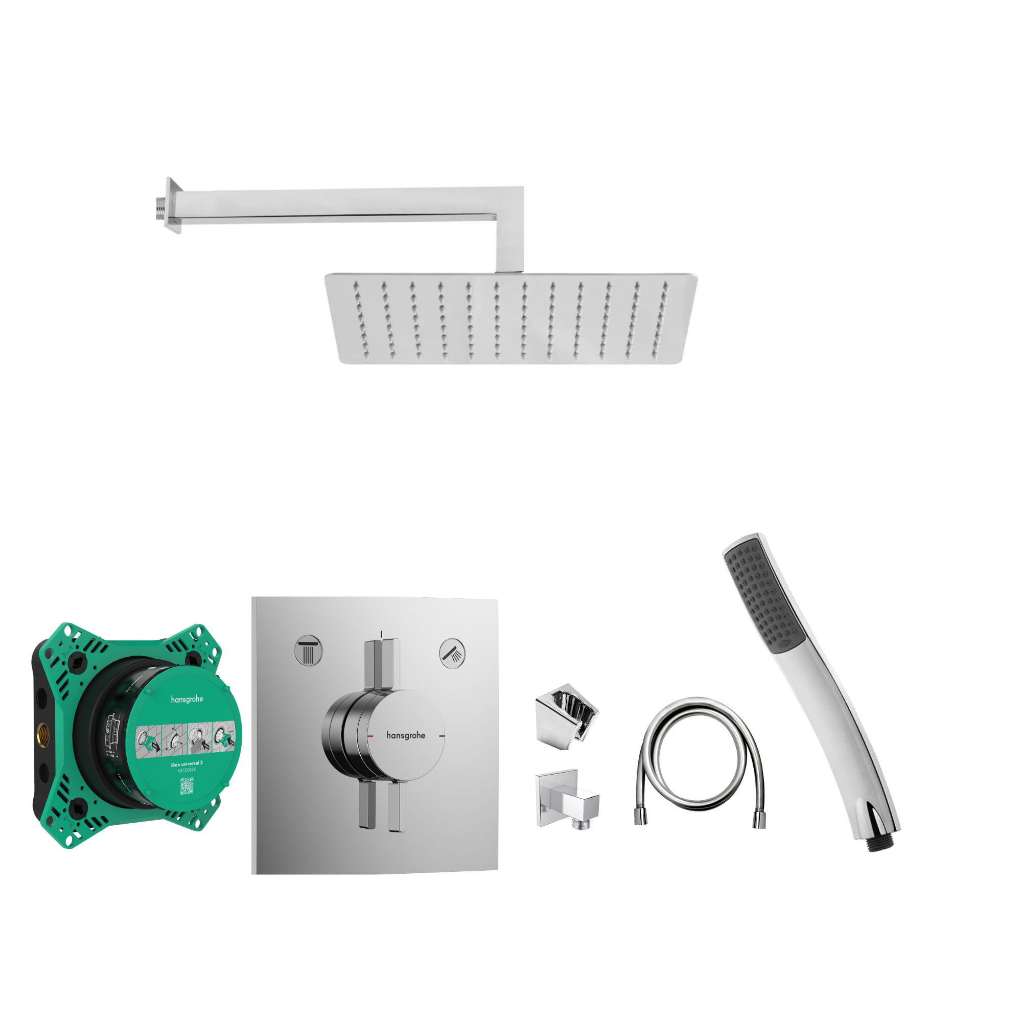 Senesi Sprchový komplet s termostatem a tělesem Hansgrohe, příslušenství EBS, chrom SHE0019
