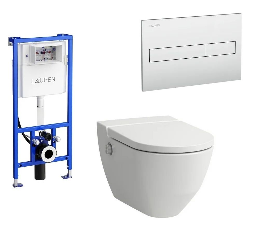 Laufen Cleanet Navia Set Splachovací záchod, tlačidlo chróm mat a modul
