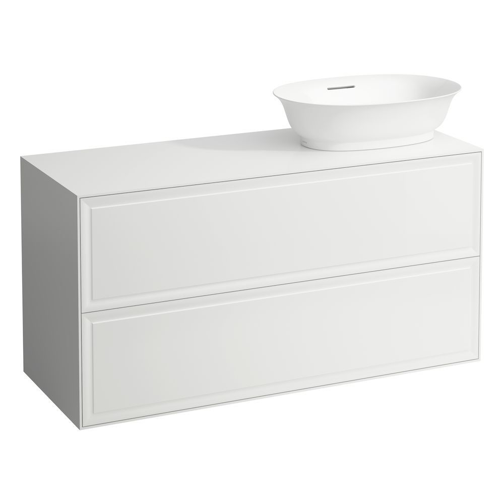 Laufen Skrinka pod umývadlo New Classic 118 × 45 × 60 cm s 2 zásuvkami a výrezom vpravo, biela lesklá H4060840856311