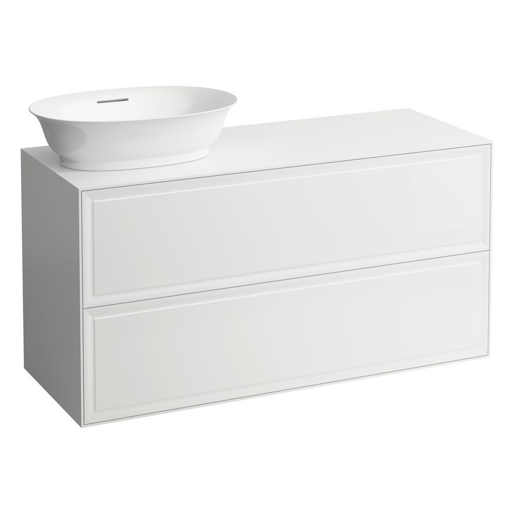 Laufen Skrinka pod umývadlo New Classic 118 × 45 × 60 cm s 2 zásuvkami, s výrezom na ľavej strane, biela matná H4060830851701