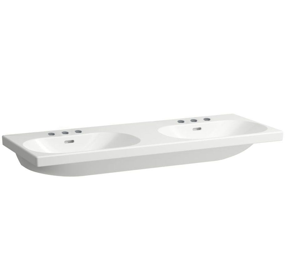 Laufen Lua Dvojité umývadlo 120 x 46 cm s tromi otvormi, LCC biela H8140814001081