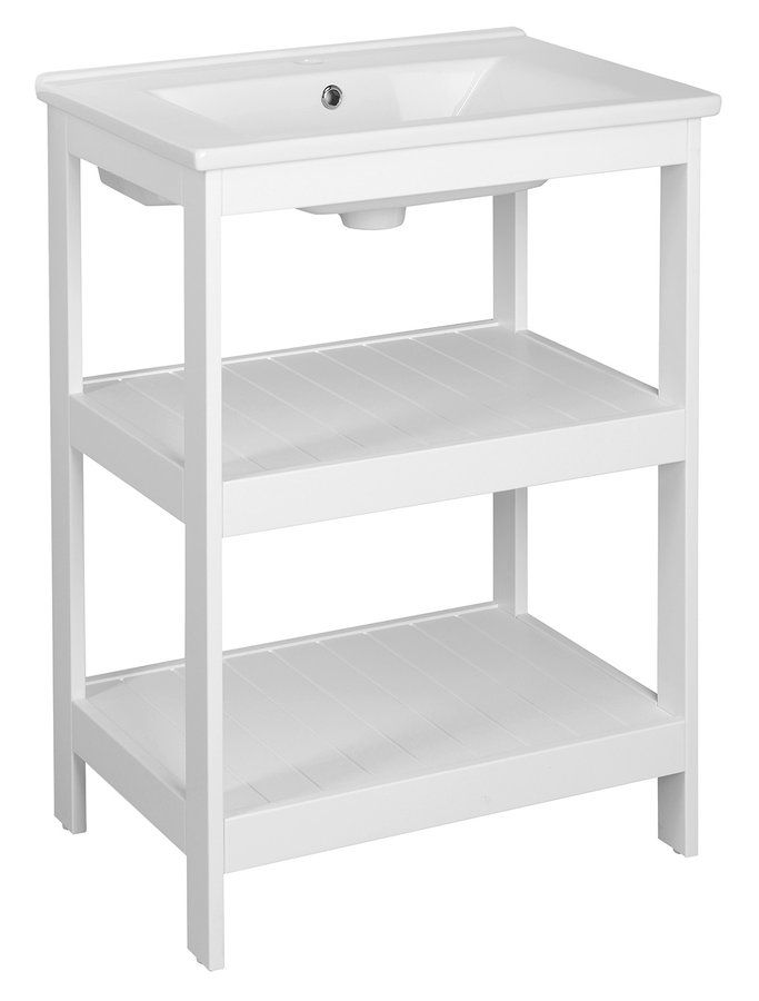 Aqualine Etide Policová skrinka s umývadlom 65x86x45 cm, biela matná