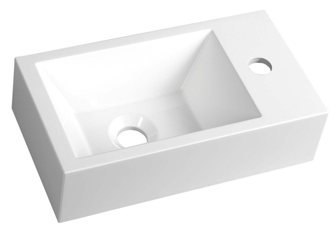 Sapho Amarok Umývadlo 40x11x22 cm, biele, batéria vpravo AR500