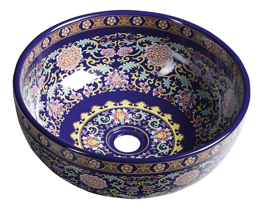 Sapho Priori PI022 Keramické umývadlo 41 cm, fialové s ornamentmi PI022