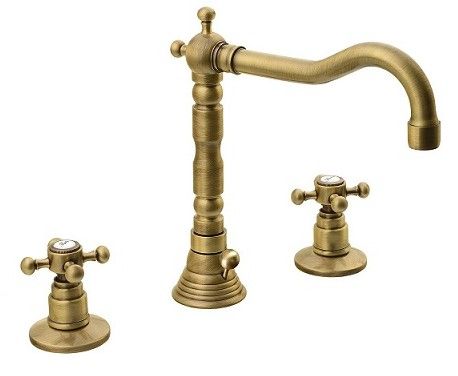 Reitano Rubinetteria Antea Trojprvková umývadlová batéria s retro výtokom, s výtokom, bronz 3226