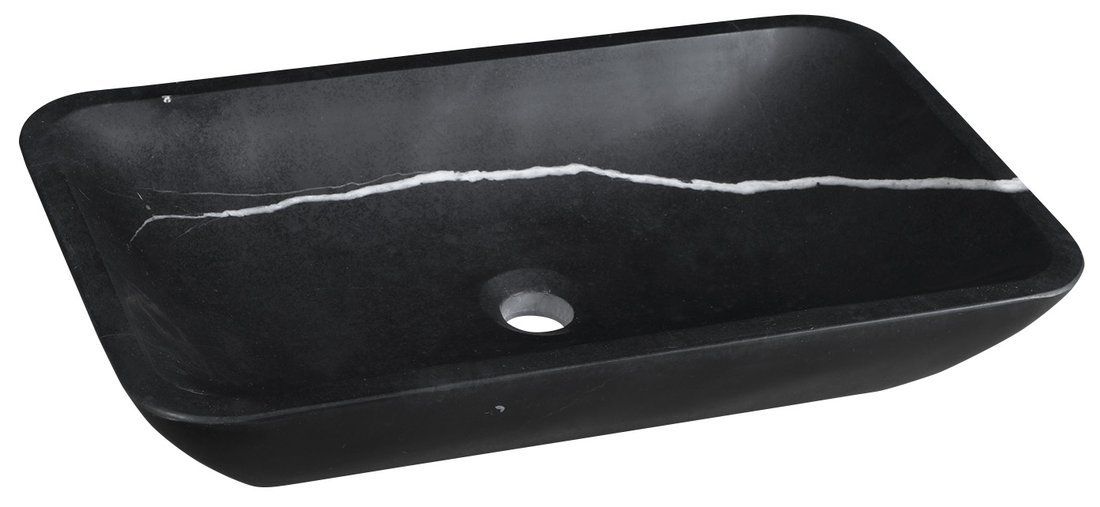 Umývadlo Sapho Block Stone 60x11x35 cm, čierne matné Marquin 2401-39