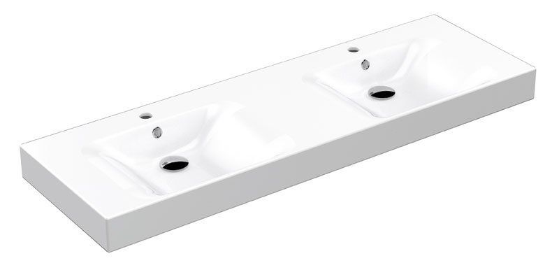 Kerasan Cento Keramické dvojité umývadlo 140x45 cm, biele 353601